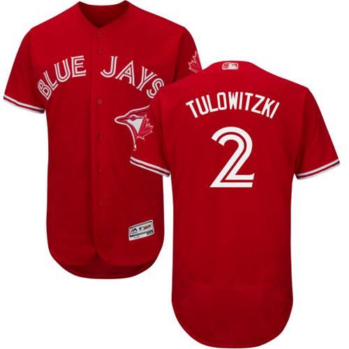 Blue Jays #2 Troy Tulowitzki Red Flexbase Authentic Collection Canada Day Stitched MLB Jersey